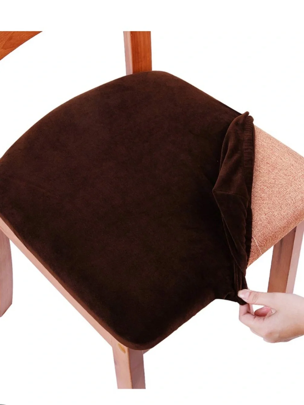 Velvet Chair Slipcovers Stretch-Fit Removable/Washable-Coffee (4-pack)